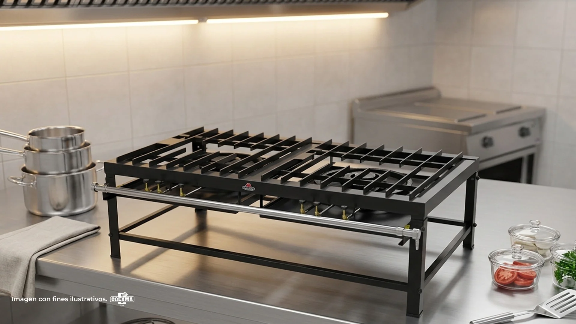 Cocina a Gas Industrial PFI-200 Alta Presión Pie 2 Quemadores 50cm